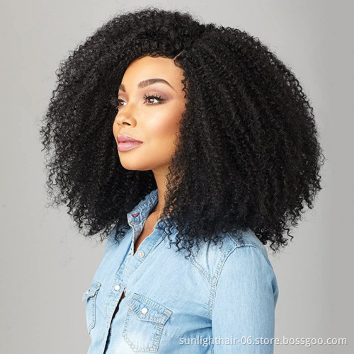U Part Wig Human Hair Afro kinky curly Wigs with Clips in Peruvian upart Human Hair Wigs for Black Women Mi Lisa Remy Hair